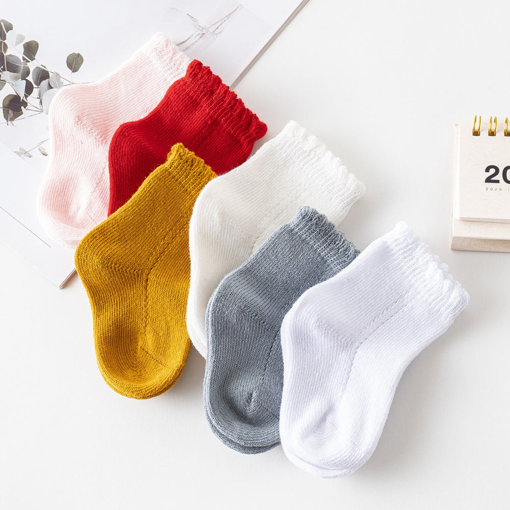 2021 autumn new European and American Spanish style loose mouth newborn baby socks side leakage boys and girls baby socks baby magazin 