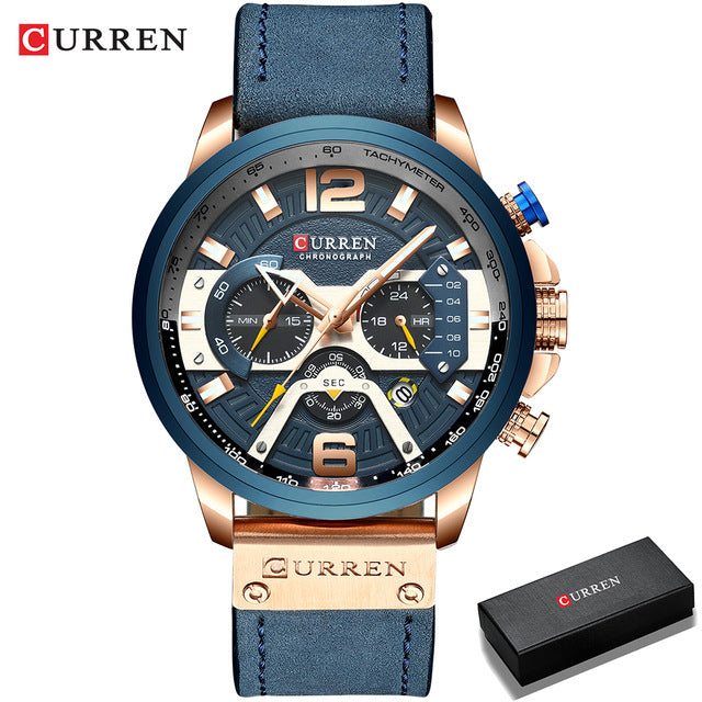 CURREN Casual Sport Watches for Men Blue Top Brand Luxury Military Leather Wrist Watch Man Clock Fashion Chronograph Wristwatch baby magazin 