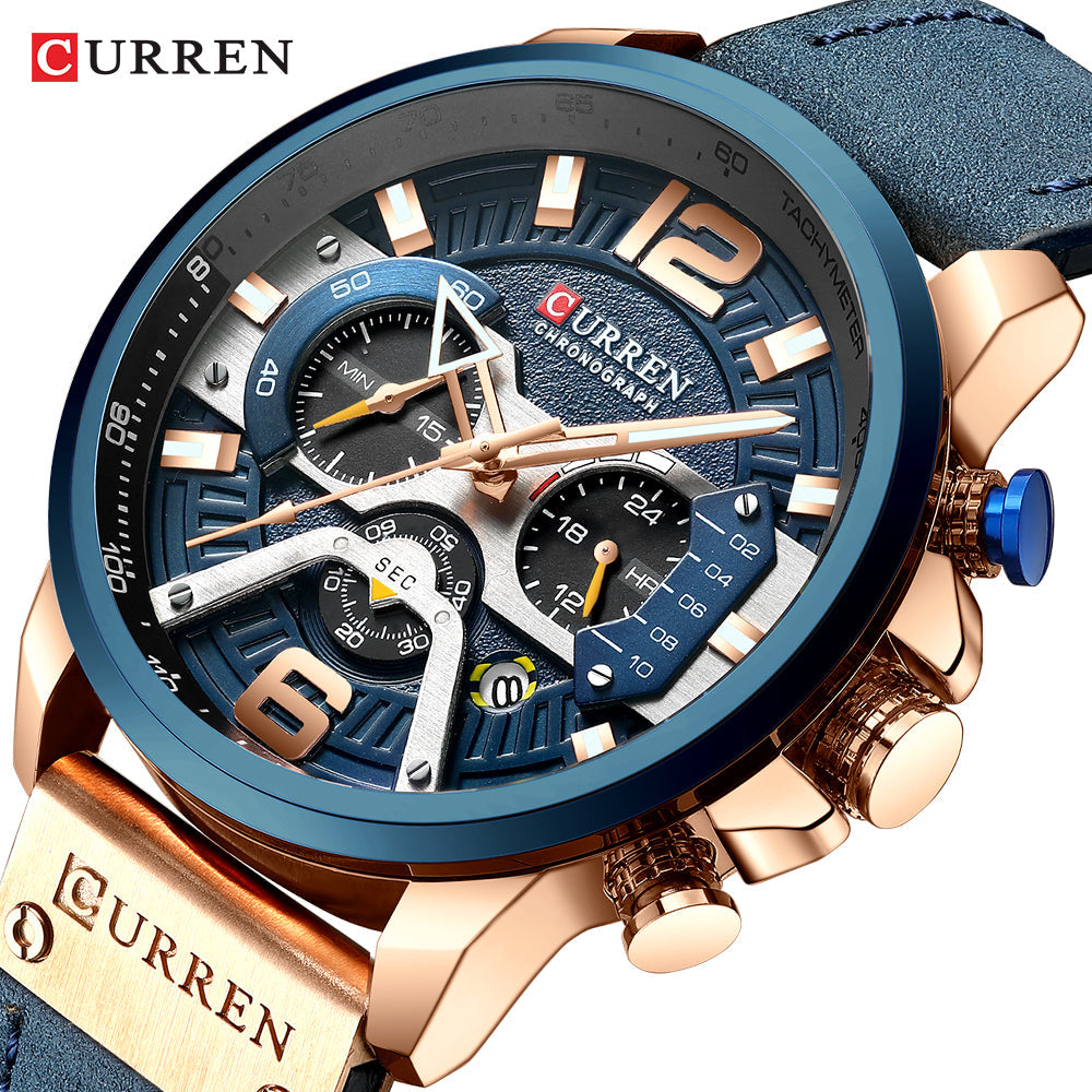 CURREN Casual Sport Watches for Men Blue Top Brand Luxury Military Leather Wrist Watch Man Clock Fashion Chronograph Wristwatch baby magazin 