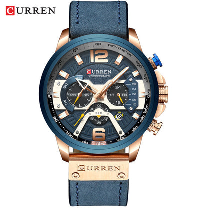 CURREN Casual Sport Watches for Men Blue Top Brand Luxury Military Leather Wrist Watch Man Clock Fashion Chronograph Wristwatch baby magazin 