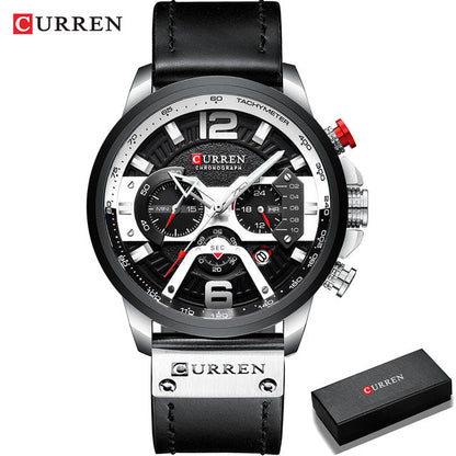 CURREN Casual Sport Watches for Men Blue Top Brand Luxury Military Leather Wrist Watch Man Clock Fashion Chronograph Wristwatch baby magazin 