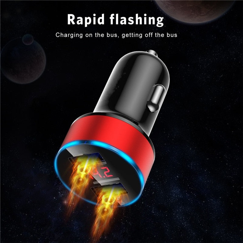 Car Charger Dual USB QC 3.0 Adapter Cigarette Lighter LED Voltmeter For All Types Mobile Phone Charger Smart Dual USB Charging baby magazin 