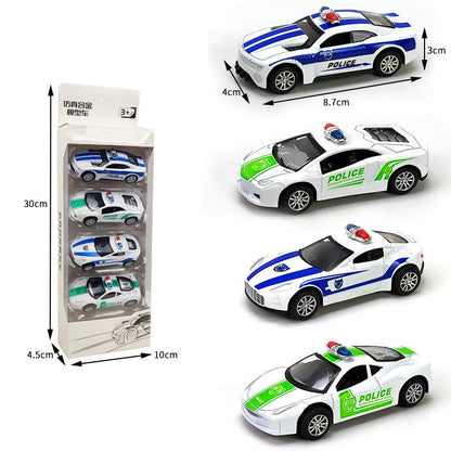 Children's alloy car model boy pull back police car racing Zhongba school bus baby resistant toy car suit baby magazin 