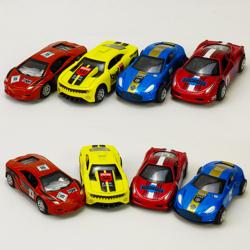 Children's alloy car model boy pull back police car racing Zhongba school bus baby resistant toy car suit baby magazin 