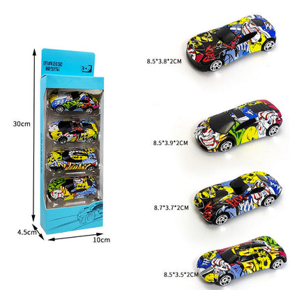 Children's alloy car model boy pull back police car racing Zhongba school bus baby resistant toy car suit baby magazin 