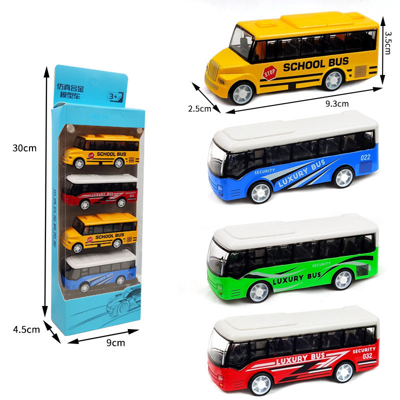 Children's alloy car model boy pull back police car racing Zhongba school bus baby resistant toy car suit baby magazin 