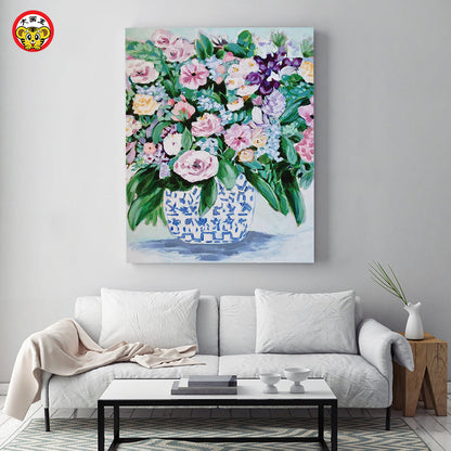 Colorful and gorgeous flower diy numbers oil painting living room porch decorative wall canvas painting unique gift baby magazin 