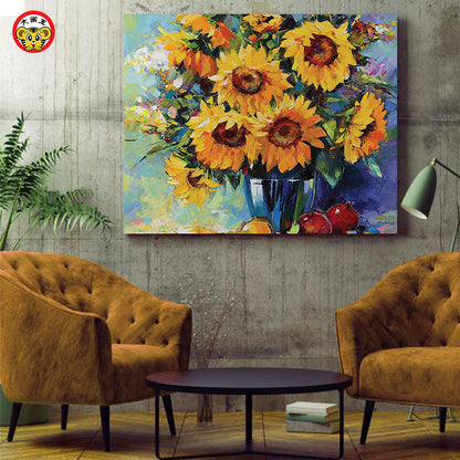 Colorful and gorgeous flower diy numbers oil painting living room porch decorative wall canvas painting unique gift baby magazin 