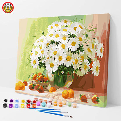 Colorful and gorgeous flower diy numbers oil painting living room porch decorative wall canvas painting unique gift baby magazin 
