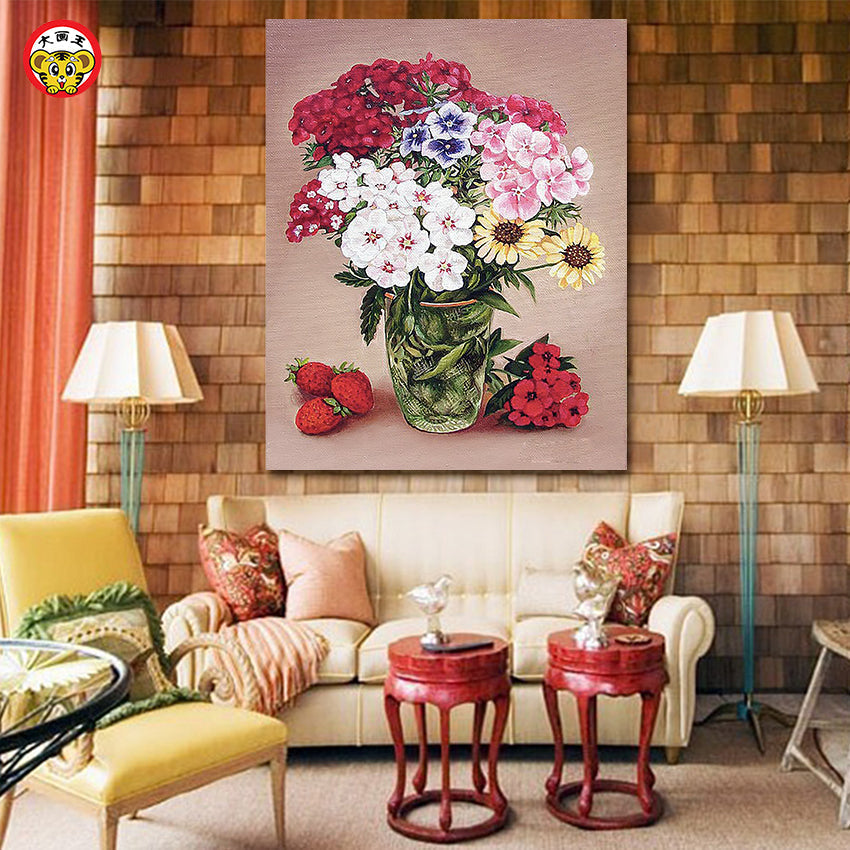 Colorful and gorgeous flower diy numbers oil painting living room porch decorative wall canvas painting unique gift baby magazin 