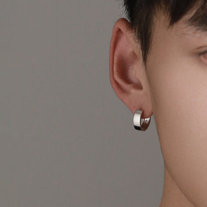 Earrings male trend personality men's single series circle big ear row wide men's ear nail European beauty male ear baby magazin 