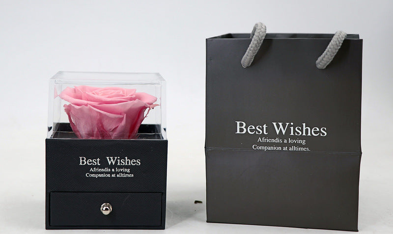 Free shipping Amazon hot sales single rose jewelry gift box Acrylic box preserved rose for valentine's day baby magazin 