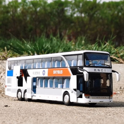 Sale High quality 1:32 alloy pull back bus model,high imitation Double sightseeing bus,flash toy vehicle, free shipping baby magazin 