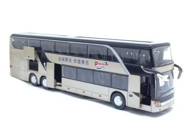 Sale High quality 1:32 alloy pull back bus model,high imitation Double sightseeing bus,flash toy vehicle, free shipping baby magazin 